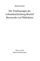 Die Textfassungen der Lebensbeschreibung Bischof Bernwards von Hildesheim